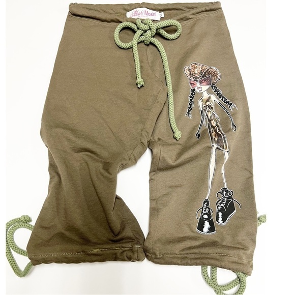 Moshi Moshi LA Womens 90s Y2K Olive Green Cropped Jogger Pant Sz XS - Picture 2 of 10